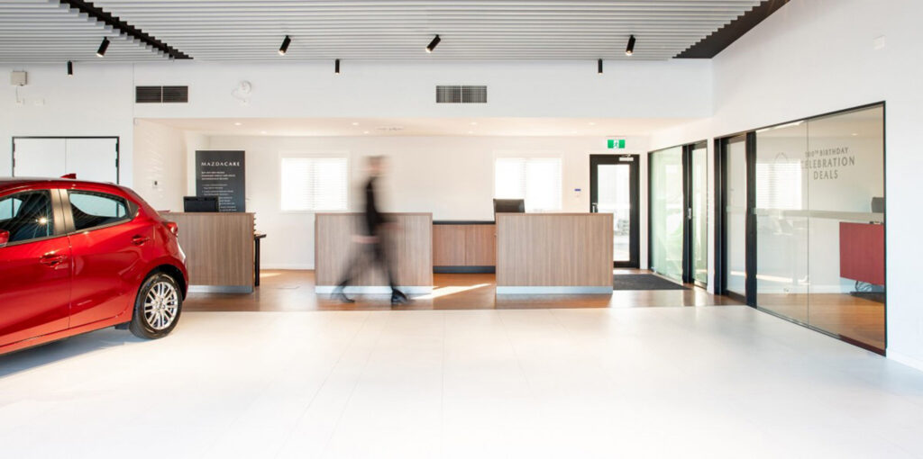 Interior of a cr dealership designed by BSM Group Architects
